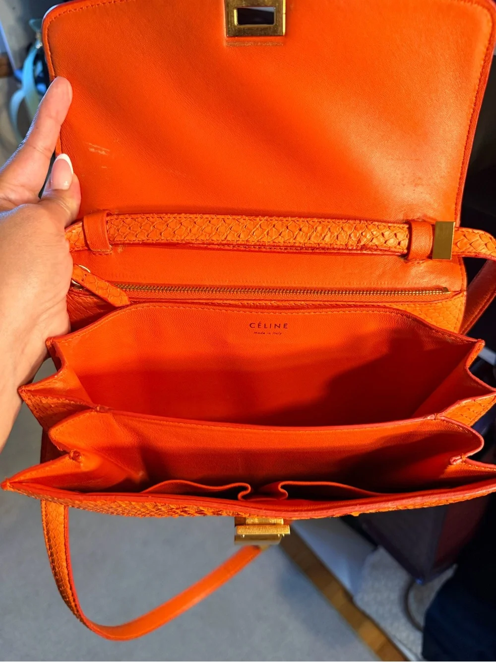 Celine Classic Python Snakeskin Orange